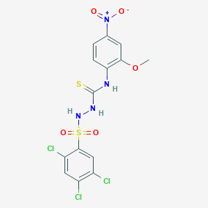 molecular formula C14H11Cl3N4O5S2 B4116814 N-(2-methoxy-4-nitrophenyl)-2-[(2,4,5-trichlorophenyl)sulfonyl]hydrazinecarbothioamide 