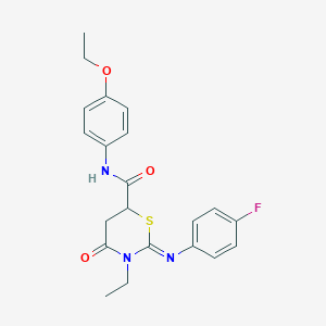 molecular formula C21H22FN3O3S B411682 (2Z)-N-(4-ethoxyphenyl)-3-ethyl-2-[(4-fluorophenyl)imino]-4-oxo-1,3-thiazinane-6-carboxamide 