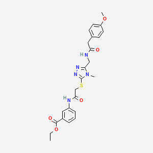 molecular formula C24H27N5O5S B4116821 ethyl 3-[({[5-({[(4-methoxyphenyl)acetyl]amino}methyl)-4-methyl-4H-1,2,4-triazol-3-yl]thio}acetyl)amino]benzoate 
