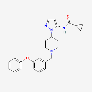 molecular formula C25H28N4O2 B4116866 N-{1-[1-(3-phenoxybenzyl)-4-piperidinyl]-1H-pyrazol-5-yl}cyclopropanecarboxamide 