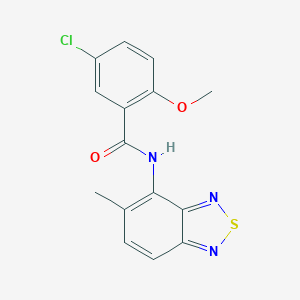 molecular formula C15H12ClN3O2S B411689 5-chloro-2-methoxy-N-(5-methyl-2,1,3-benzothiadiazol-4-yl)benzamide 