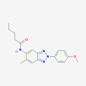 molecular formula C19H22N4O2 B411691 Pentanoic acid [2-(4-methoxy-phenyl)-6-methyl-2H-benzotriazol-5-yl]-amide 