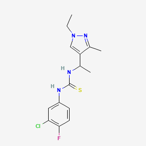 molecular formula C15H18ClFN4S B4116923 N-(3-chloro-4-fluorophenyl)-N'-[1-(1-ethyl-3-methyl-1H-pyrazol-4-yl)ethyl]thiourea 