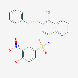 molecular formula C24H20N2O6S2 B4116985 N-[3-(benzylthio)-4-hydroxy-1-naphthyl]-4-methoxy-3-nitrobenzenesulfonamide 