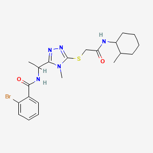 molecular formula C21H28BrN5O2S B4117004 2-bromo-N-{1-[4-methyl-5-({2-[(2-methylcyclohexyl)amino]-2-oxoethyl}thio)-4H-1,2,4-triazol-3-yl]ethyl}benzamide 
