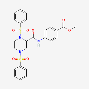 molecular formula C25H25N3O7S2 B4117064 methyl 4-({[1,4-bis(phenylsulfonyl)-2-piperazinyl]carbonyl}amino)benzoate 