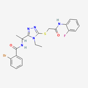 molecular formula C21H21BrFN5O2S B4117071 2-bromo-N-{1-[4-ethyl-5-({2-[(2-fluorophenyl)amino]-2-oxoethyl}thio)-4H-1,2,4-triazol-3-yl]ethyl}benzamide 