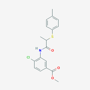 molecular formula C18H18ClNO3S B4117074 methyl 4-chloro-3-({2-[(4-methylphenyl)thio]propanoyl}amino)benzoate 