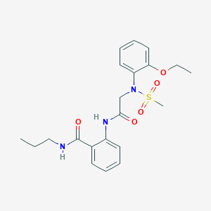 molecular formula C21H27N3O5S B4117176 2-{[N-(2-ethoxyphenyl)-N-(methylsulfonyl)glycyl]amino}-N-propylbenzamide 