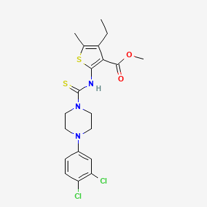 molecular formula C20H23Cl2N3O2S2 B4117191 methyl 2-({[4-(3,4-dichlorophenyl)-1-piperazinyl]carbonothioyl}amino)-4-ethyl-5-methyl-3-thiophenecarboxylate 
