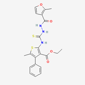 molecular formula C21H21N3O4S2 B4117207 ethyl 5-methyl-2-({[2-(2-methyl-3-furoyl)hydrazino]carbonothioyl}amino)-4-phenyl-3-thiophenecarboxylate 