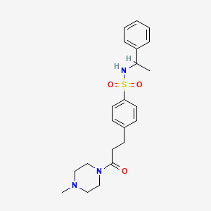 molecular formula C22H29N3O3S B4117277 4-[3-(4-methyl-1-piperazinyl)-3-oxopropyl]-N-(1-phenylethyl)benzenesulfonamide 