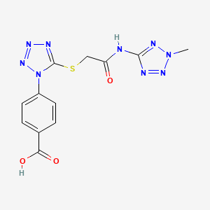 4-[5-({2-[(2-methyl-2H-tetrazol-5-yl)amino]-2-oxoethyl}thio)-1H-tetrazol-1-yl]benzoic acid