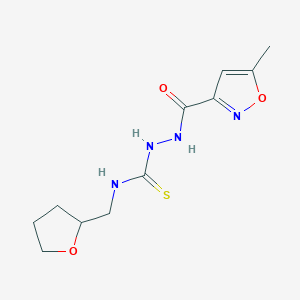 molecular formula C11H16N4O3S B4117337 2-[(5-methyl-3-isoxazolyl)carbonyl]-N-(tetrahydro-2-furanylmethyl)hydrazinecarbothioamide 