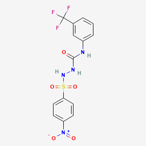molecular formula C14H11F3N4O5S B4117372 2-[(4-nitrophenyl)sulfonyl]-N-[3-(trifluoromethyl)phenyl]hydrazinecarboxamide 