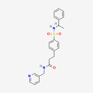 molecular formula C23H25N3O3S B4117383 3-(4-{[(1-phenylethyl)amino]sulfonyl}phenyl)-N-(3-pyridinylmethyl)propanamide 