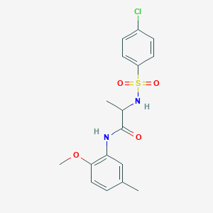 molecular formula C17H19ClN2O4S B4117420 N~2~-[(4-chlorophenyl)sulfonyl]-N~1~-(2-methoxy-5-methylphenyl)alaninamide 
