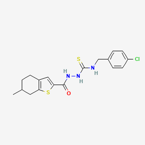 molecular formula C18H20ClN3OS2 B4117447 N-(4-chlorobenzyl)-2-[(6-methyl-4,5,6,7-tetrahydro-1-benzothien-2-yl)carbonyl]hydrazinecarbothioamide 