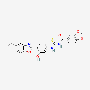 molecular formula C24H19N3O5S B4117467 N-({[4-(5-ethyl-1,3-benzoxazol-2-yl)-3-hydroxyphenyl]amino}carbonothioyl)-1,3-benzodioxole-5-carboxamide 