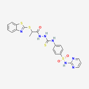 molecular formula C21H19N7O3S4 B4117473 2-[2-(1,3-benzothiazol-2-ylthio)propanoyl]-N-{4-[(2-pyrimidinylamino)sulfonyl]phenyl}hydrazinecarbothioamide 
