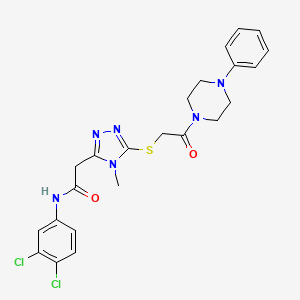 molecular formula C23H24Cl2N6O2S B4117543 N-(3,4-dichlorophenyl)-2-(4-methyl-5-{[2-oxo-2-(4-phenyl-1-piperazinyl)ethyl]thio}-4H-1,2,4-triazol-3-yl)acetamide 