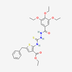 molecular formula C28H33N3O6S2 B4117602 ethyl 5-benzyl-2-({[2-(3,4,5-triethoxybenzoyl)hydrazino]carbonothioyl}amino)-3-thiophenecarboxylate 