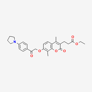 molecular formula C28H31NO6 B4117613 ethyl 3-(4,8-dimethyl-2-oxo-7-{2-oxo-2-[4-(1-pyrrolidinyl)phenyl]ethoxy}-2H-chromen-3-yl)propanoate 