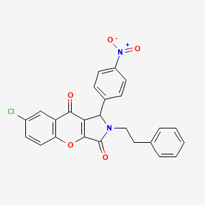 molecular formula C25H17ClN2O5 B4117640 7-chloro-1-(4-nitrophenyl)-2-(2-phenylethyl)-1,2-dihydrochromeno[2,3-c]pyrrole-3,9-dione 