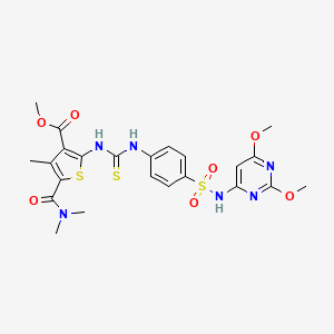 molecular formula C23H26N6O7S3 B4117676 methyl 2-({[(4-{[(2,6-dimethoxy-4-pyrimidinyl)amino]sulfonyl}phenyl)amino]carbonothioyl}amino)-5-[(dimethylamino)carbonyl]-4-methyl-3-thiophenecarboxylate 