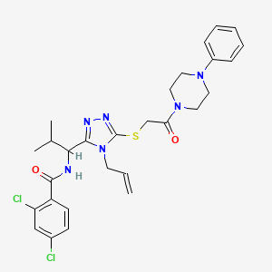 molecular formula C28H32Cl2N6O2S B4117681 N-[1-(4-allyl-5-{[2-oxo-2-(4-phenyl-1-piperazinyl)ethyl]thio}-4H-1,2,4-triazol-3-yl)-2-methylpropyl]-2,4-dichlorobenzamide 