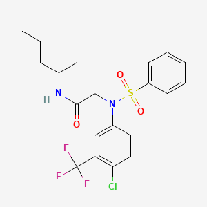 molecular formula C20H22ClF3N2O3S B4117692 N~2~-[4-chloro-3-(trifluoromethyl)phenyl]-N~1~-(1-methylbutyl)-N~2~-(phenylsulfonyl)glycinamide 