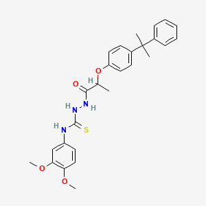 molecular formula C27H31N3O4S B4117718 N-(3,4-dimethoxyphenyl)-2-{2-[4-(1-methyl-1-phenylethyl)phenoxy]propanoyl}hydrazinecarbothioamide 