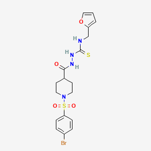 molecular formula C18H21BrN4O4S2 B4117742 2-({1-[(4-bromophenyl)sulfonyl]-4-piperidinyl}carbonyl)-N-(2-furylmethyl)hydrazinecarbothioamide 