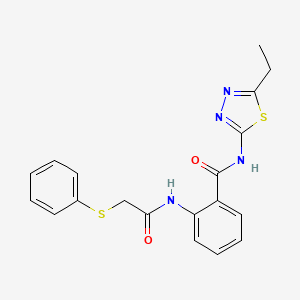 molecular formula C19H18N4O2S2 B4117799 N-(5-ethyl-1,3,4-thiadiazol-2-yl)-2-{[(phenylthio)acetyl]amino}benzamide 