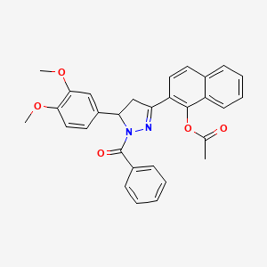 molecular formula C30H26N2O5 B4117809 2-[1-benzoyl-5-(3,4-dimethoxyphenyl)-4,5-dihydro-1H-pyrazol-3-yl]-1-naphthyl acetate 