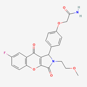 molecular formula C22H19FN2O6 B4117822 2-{4-[7-fluoro-2-(2-methoxyethyl)-3,9-dioxo-1,2,3,9-tetrahydrochromeno[2,3-c]pyrrol-1-yl]phenoxy}acetamide 