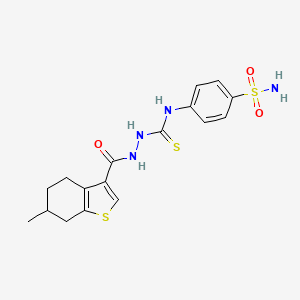 molecular formula C17H20N4O3S3 B4117837 N-[4-(aminosulfonyl)phenyl]-2-[(6-methyl-4,5,6,7-tetrahydro-1-benzothien-3-yl)carbonyl]hydrazinecarbothioamide 