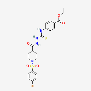 molecular formula C22H25BrN4O5S2 B4117842 ethyl 4-({[2-({1-[(4-bromophenyl)sulfonyl]-4-piperidinyl}carbonyl)hydrazino]carbonothioyl}amino)benzoate 