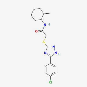 molecular formula C17H21ClN4OS B4117845 2-{[5-(4-chlorophenyl)-4H-1,2,4-triazol-3-yl]thio}-N-(2-methylcyclohexyl)acetamide 