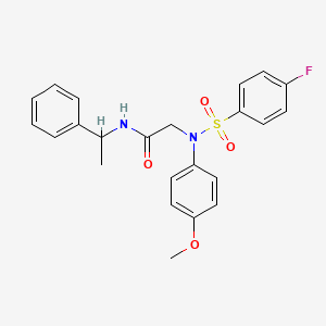 molecular formula C23H23FN2O4S B4117919 N~2~-[(4-fluorophenyl)sulfonyl]-N~2~-(4-methoxyphenyl)-N~1~-(1-phenylethyl)glycinamide 