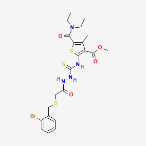 molecular formula C22H27BrN4O4S3 B4117928 methyl 2-{[(2-{[(2-bromobenzyl)thio]acetyl}hydrazino)carbonothioyl]amino}-5-[(diethylamino)carbonyl]-4-methyl-3-thiophenecarboxylate 