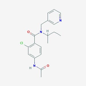 molecular formula C19H22ClN3O2 B4117938 4-(acetylamino)-N-(sec-butyl)-2-chloro-N-(pyridin-3-ylmethyl)benzamide 