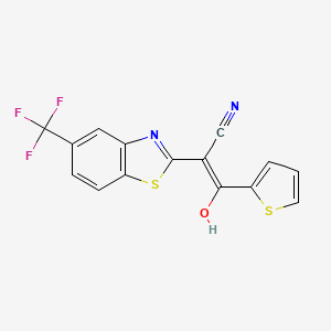 molecular formula C15H7F3N2OS2 B4117942 3-hydroxy-3-(2-thienyl)-2-[5-(trifluoromethyl)-1,3-benzothiazol-2-yl]acrylonitrile 