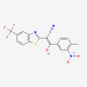molecular formula C18H10F3N3O3S B4117998 3-hydroxy-3-(4-methyl-3-nitrophenyl)-2-[5-(trifluoromethyl)-1,3-benzothiazol-2-yl]acrylonitrile 