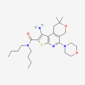 1-amino-N,N-dibutyl-8,8-dimethyl-5-(4-morpholinyl)-8,9-dihydro-6H-pyrano[4,3-d]thieno[2,3-b]pyridine-2-carboxamide