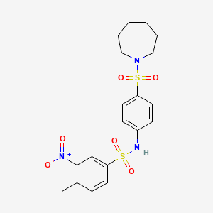 molecular formula C19H23N3O6S2 B4118074 N-[4-(1-azepanylsulfonyl)phenyl]-4-methyl-3-nitrobenzenesulfonamide 