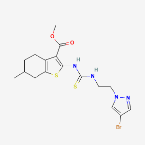 molecular formula C17H21BrN4O2S2 B4118104 methyl 2-[({[2-(4-bromo-1H-pyrazol-1-yl)ethyl]amino}carbonothioyl)amino]-6-methyl-4,5,6,7-tetrahydro-1-benzothiophene-3-carboxylate 