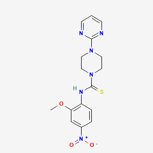 molecular formula C16H18N6O3S B4118144 N-(2-methoxy-4-nitrophenyl)-4-(2-pyrimidinyl)-1-piperazinecarbothioamide 