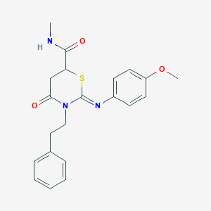 2-[(4-methoxyphenyl)imino]-N-methyl-4-oxo-3-(2-phenylethyl)-1,3-thiazinane-6-carboxamide