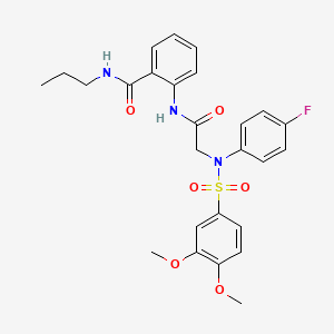 molecular formula C26H28FN3O6S B4118157 2-{[N-[(3,4-dimethoxyphenyl)sulfonyl]-N-(4-fluorophenyl)glycyl]amino}-N-propylbenzamide 